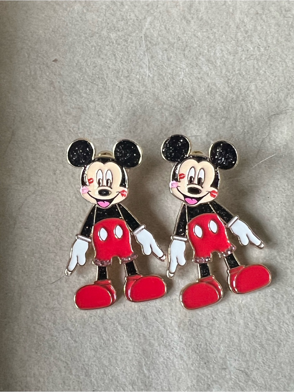 Mickey Mouse Red & Black Enamel Earrings
